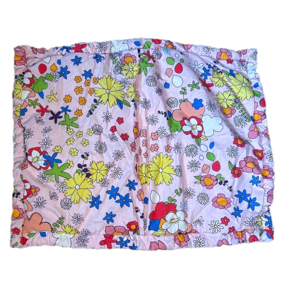 The Land Of Nod Shabby Floral Quilted Pillow Sham Flower Power Whimsical Playful - Picture 5 of 6